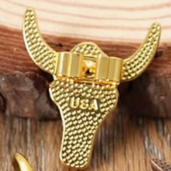 Golden Skull Western Bolo Tie Hat Necklace Accessory - Picture 2 of 5